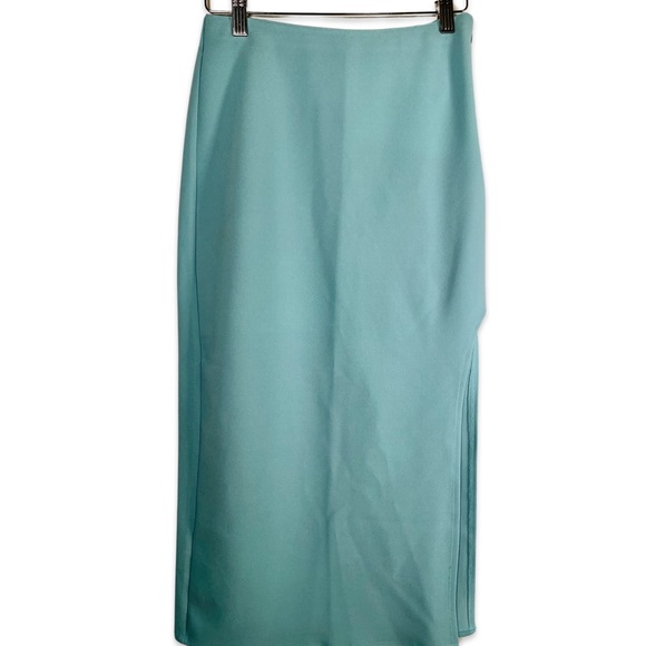 Abercrombie Elevated Slim Midi Skirt with Slit Aqua - Picture 2 of 6